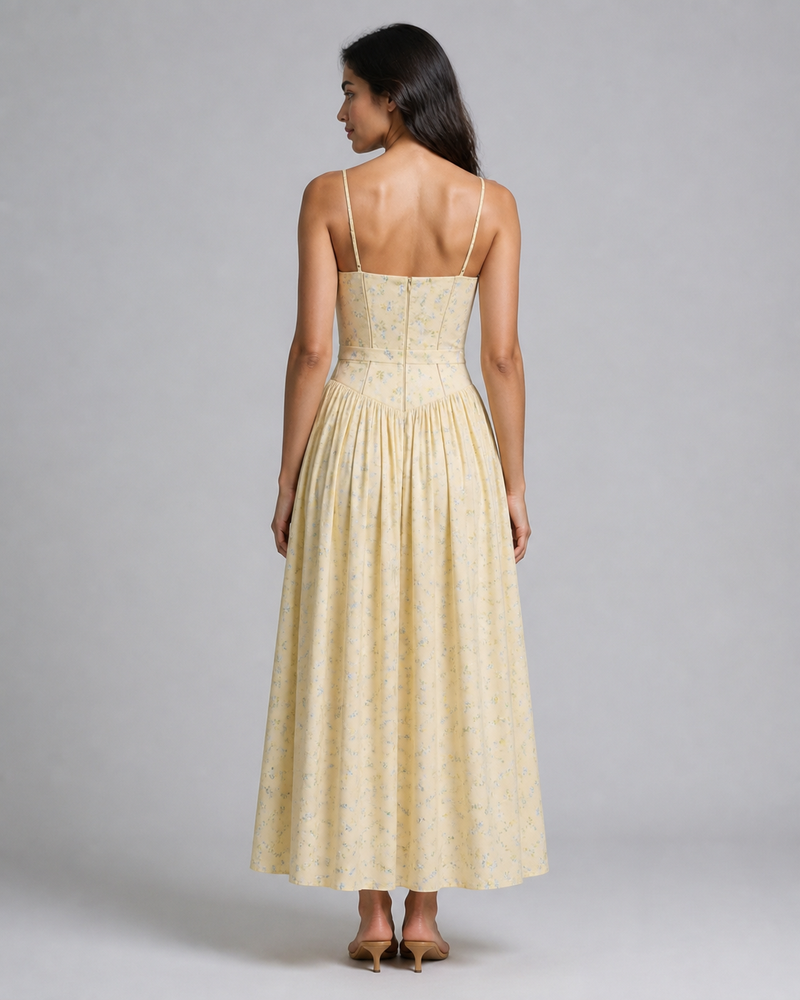 Cecilia | Ditsy Floral Corset Maxi Sundress