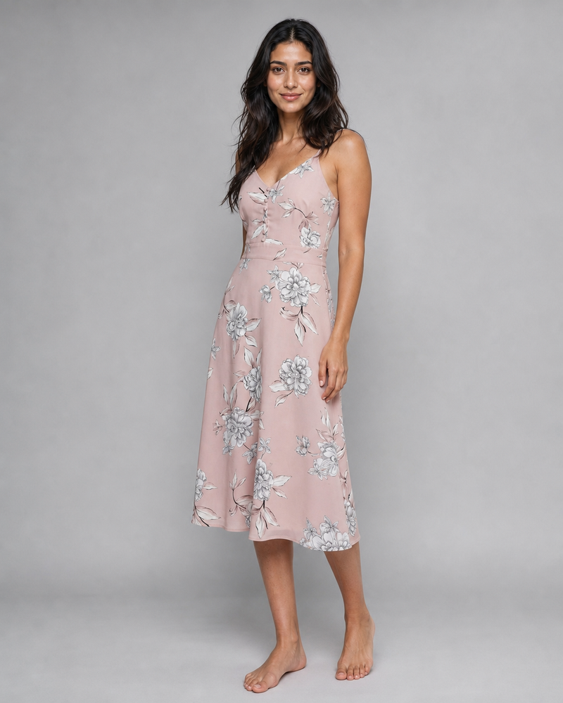 Genevieve | Floral Button-Front Midi Sundress