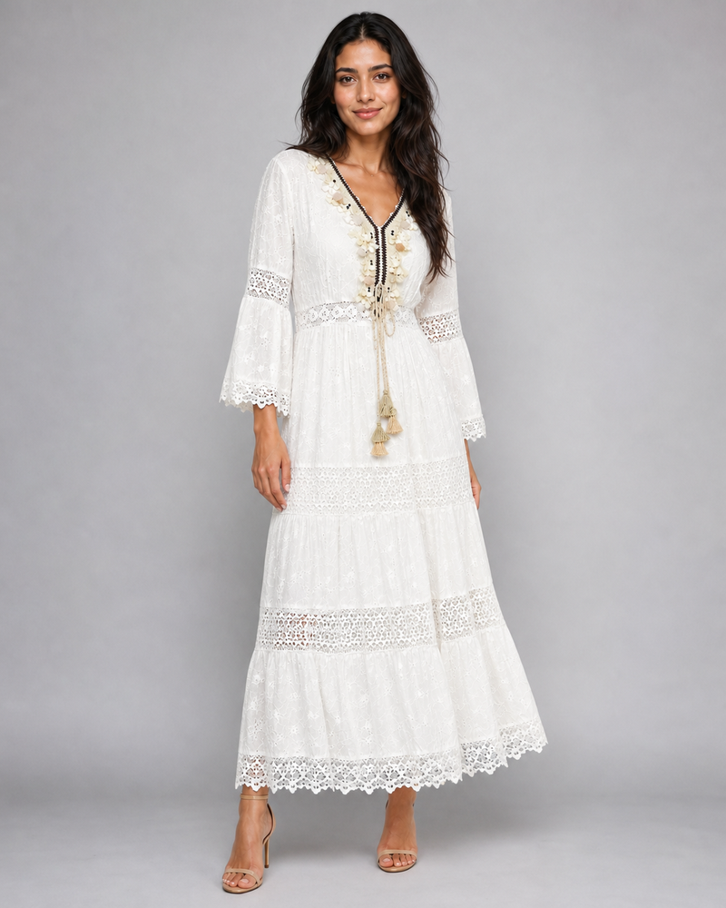 Paloma | Tiered Broderie Lace Maxi Dress