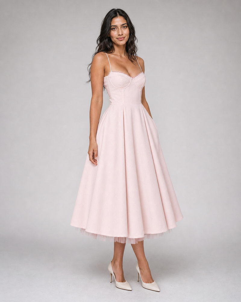 Cordelia | Sweetheart Corset Full-Skirt Midi Dress
