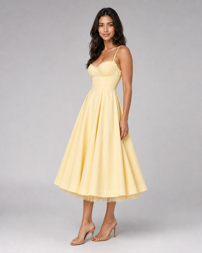 Cordelia | Sweetheart Corset Full-Skirt Midi Dress