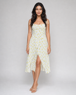 Mirabel | Floral Corset-Bodice Midi Dress in White