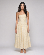 Cecilia | Ditsy Floral Corset Maxi Sundress in Yellow