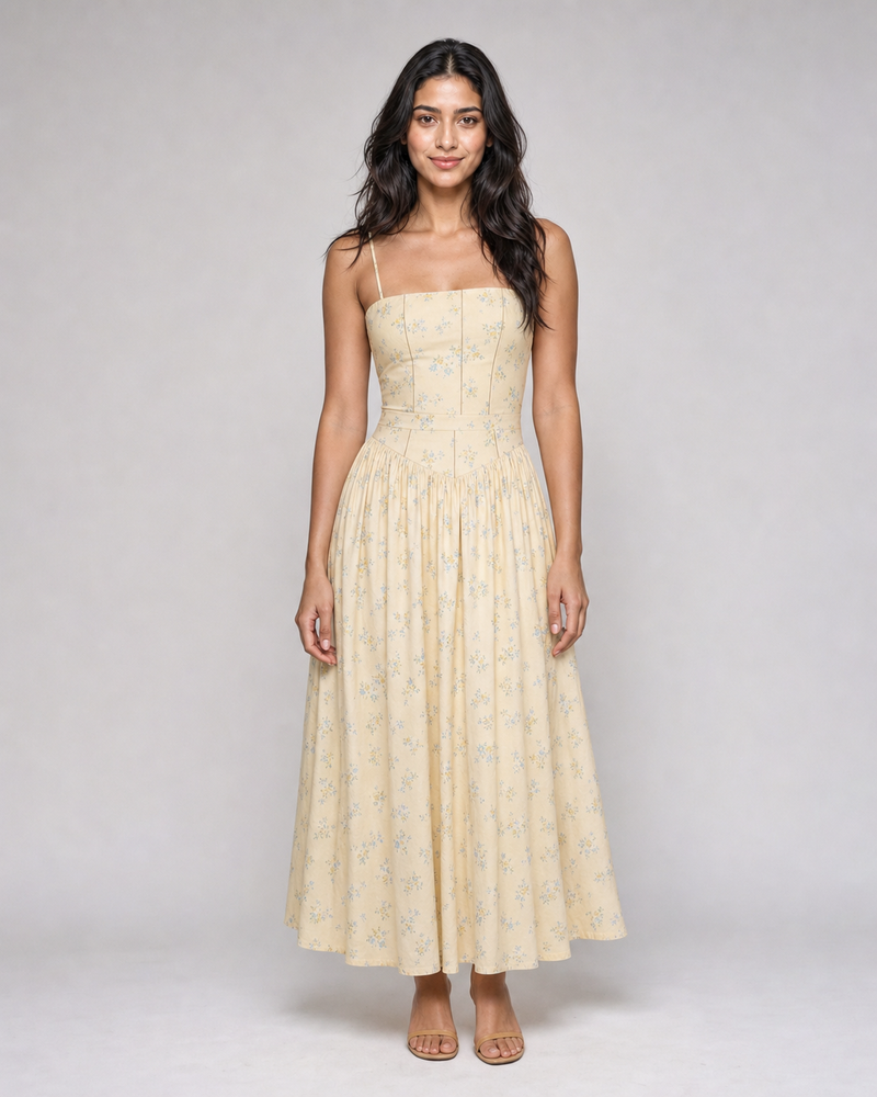 Cecilia | Ditsy Floral Corset Maxi Sundress