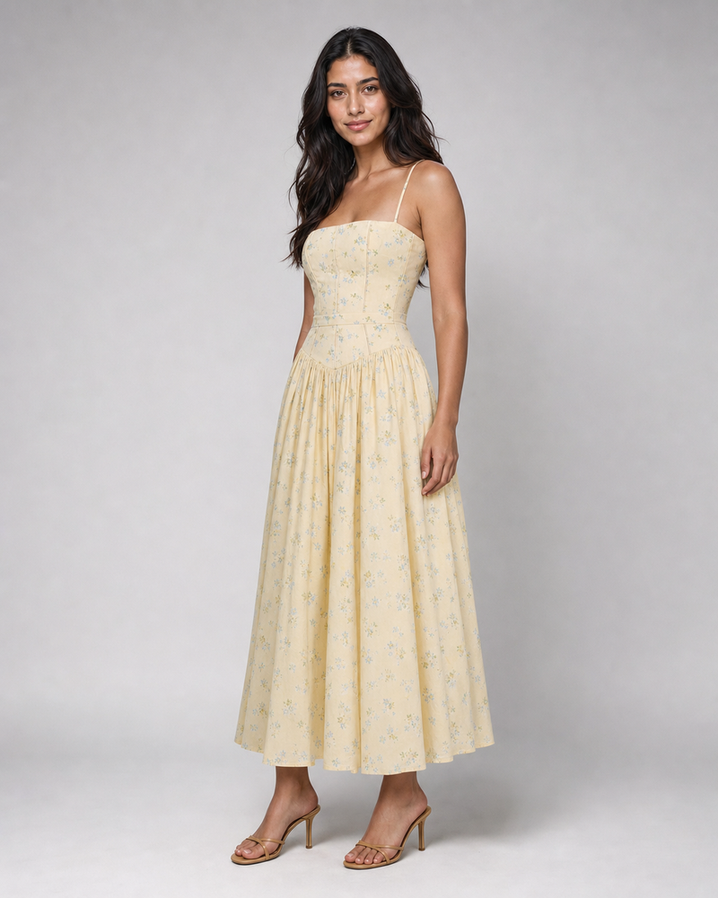 Cecilia | Ditsy Floral Corset Maxi Sundress