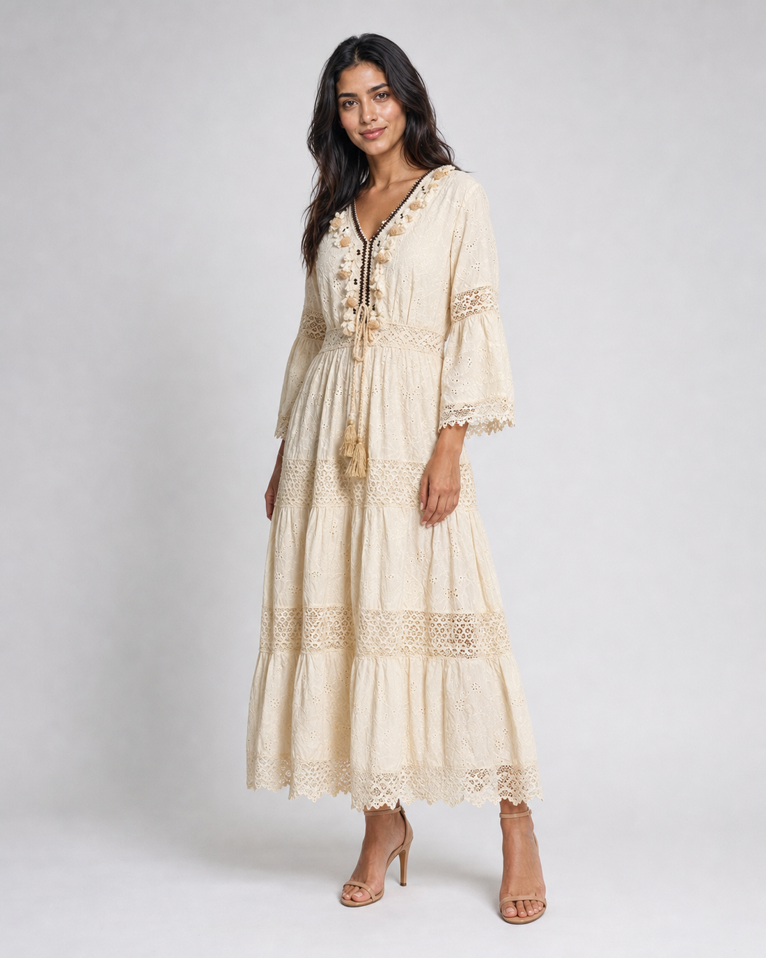 Paloma | Tiered Broderie Lace Maxi Dress