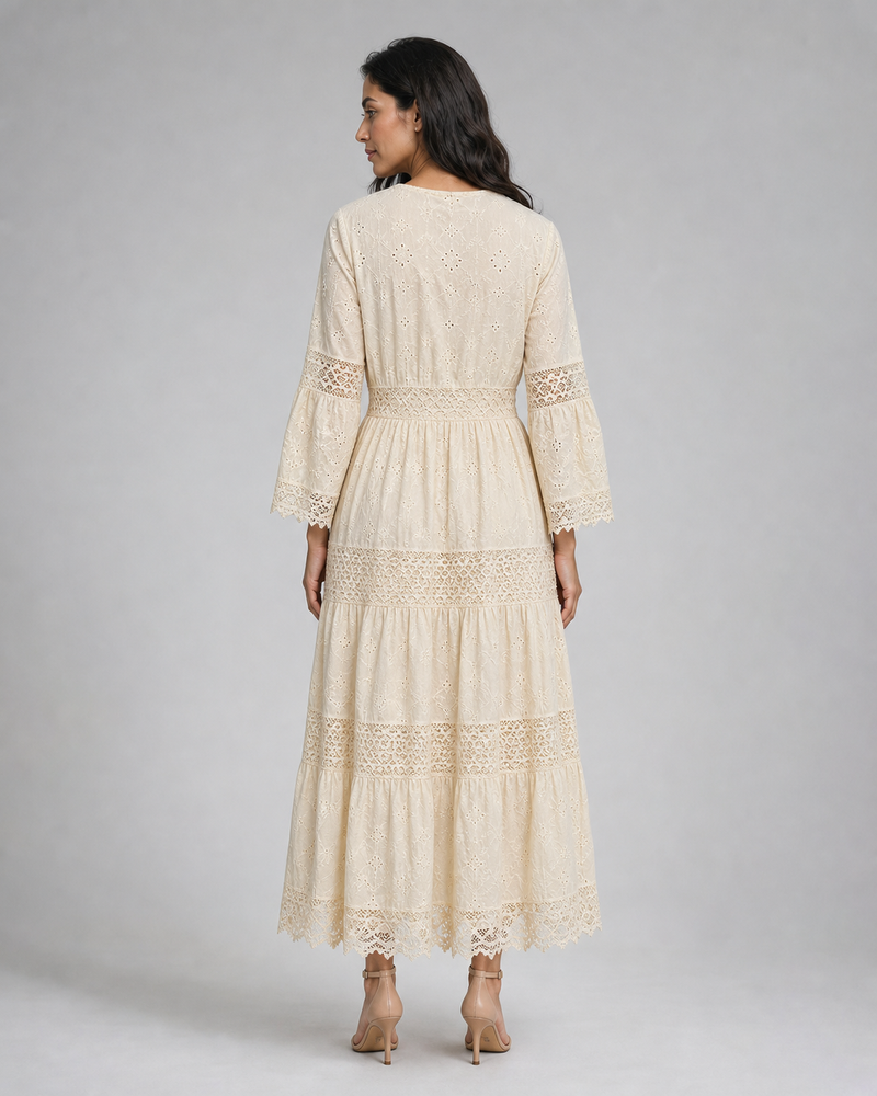 Paloma | Tiered Broderie Lace Maxi Dress