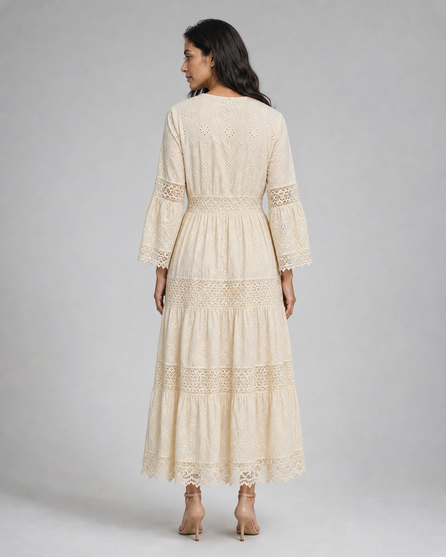 Paloma | Tiered Broderie Lace Maxi Dress