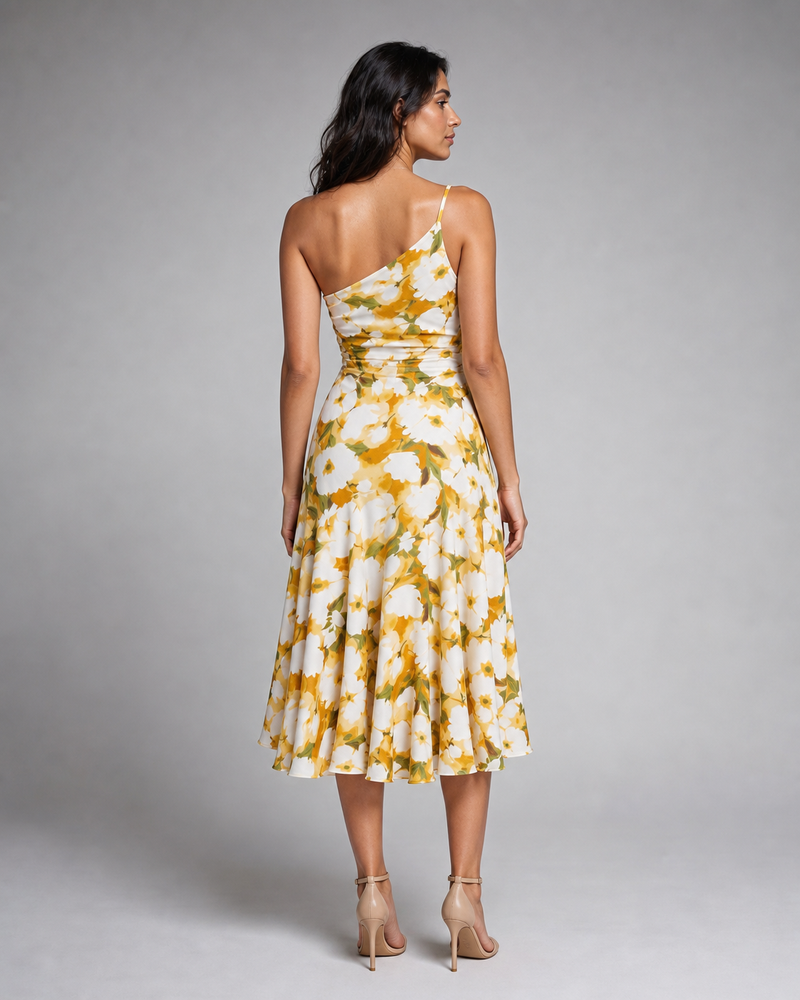 Lavinia | Floral One-Shoulder Midi Dress