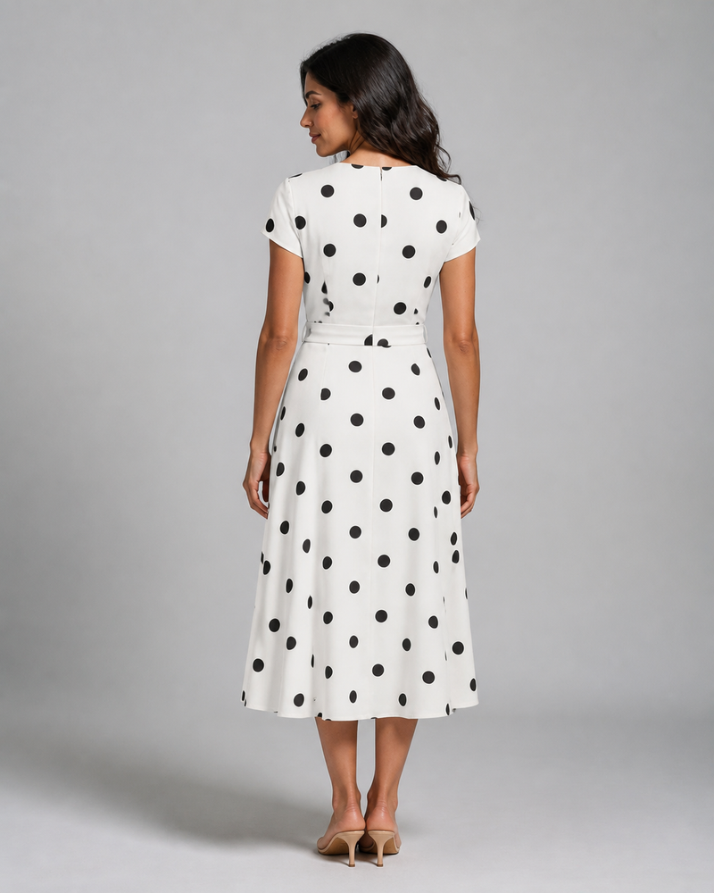 Georgiana | Polka Dot Wrap Midi Dress