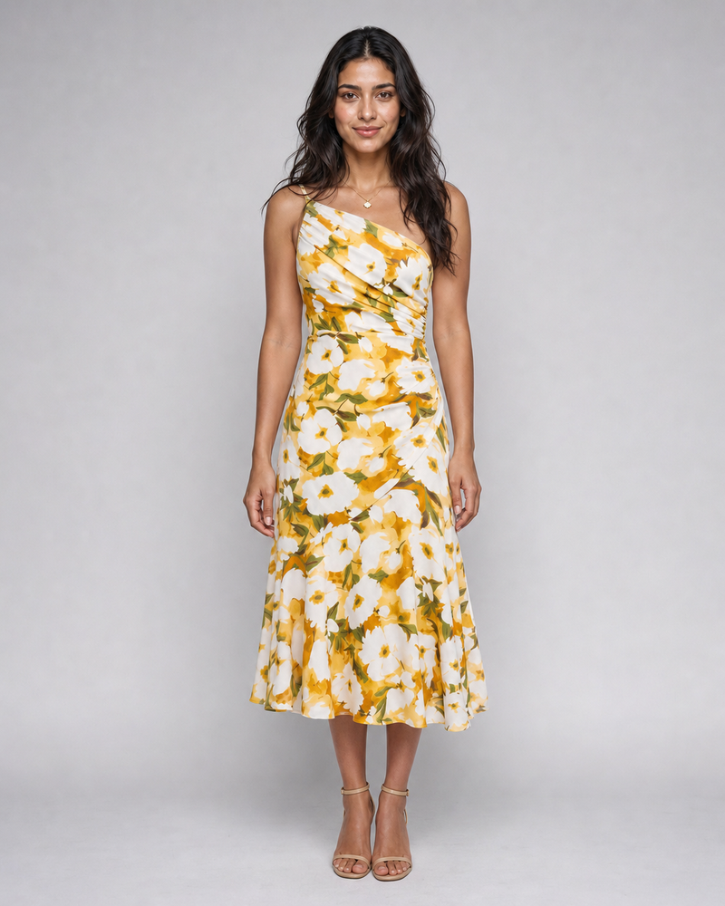 Lavinia | Floral One-Shoulder Midi Dress