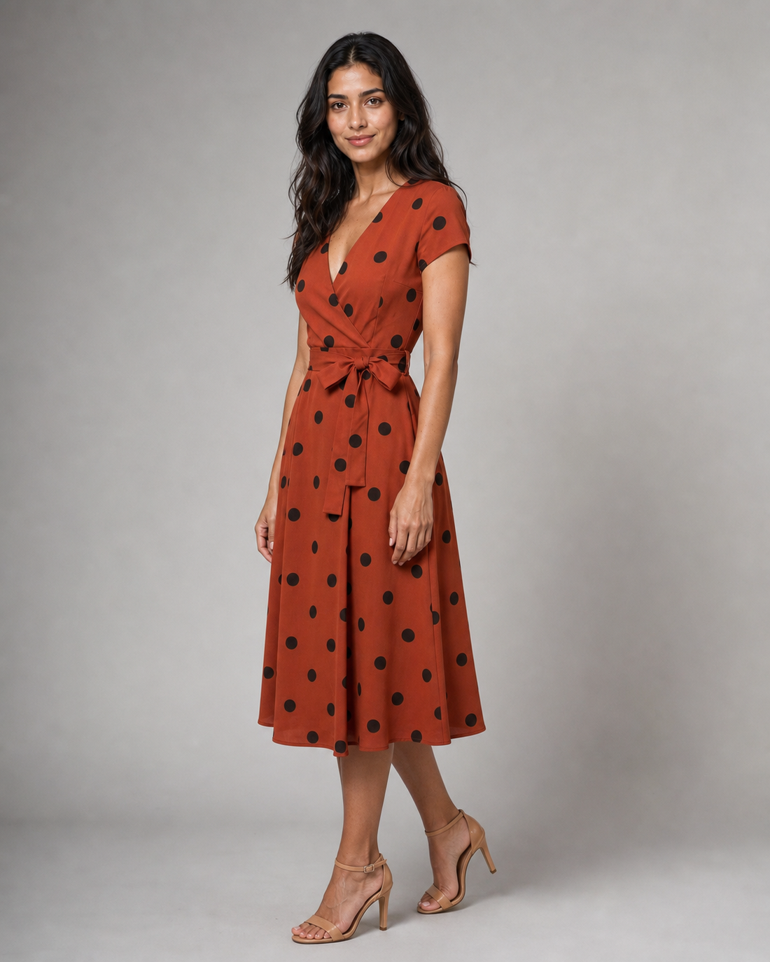 Georgiana | Polka Dot Wrap Midi Dress