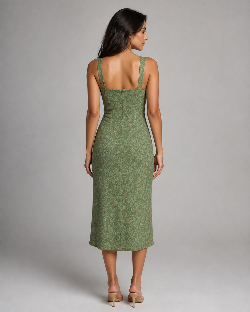 Imogen | Floral Square-Neck Midi Dress