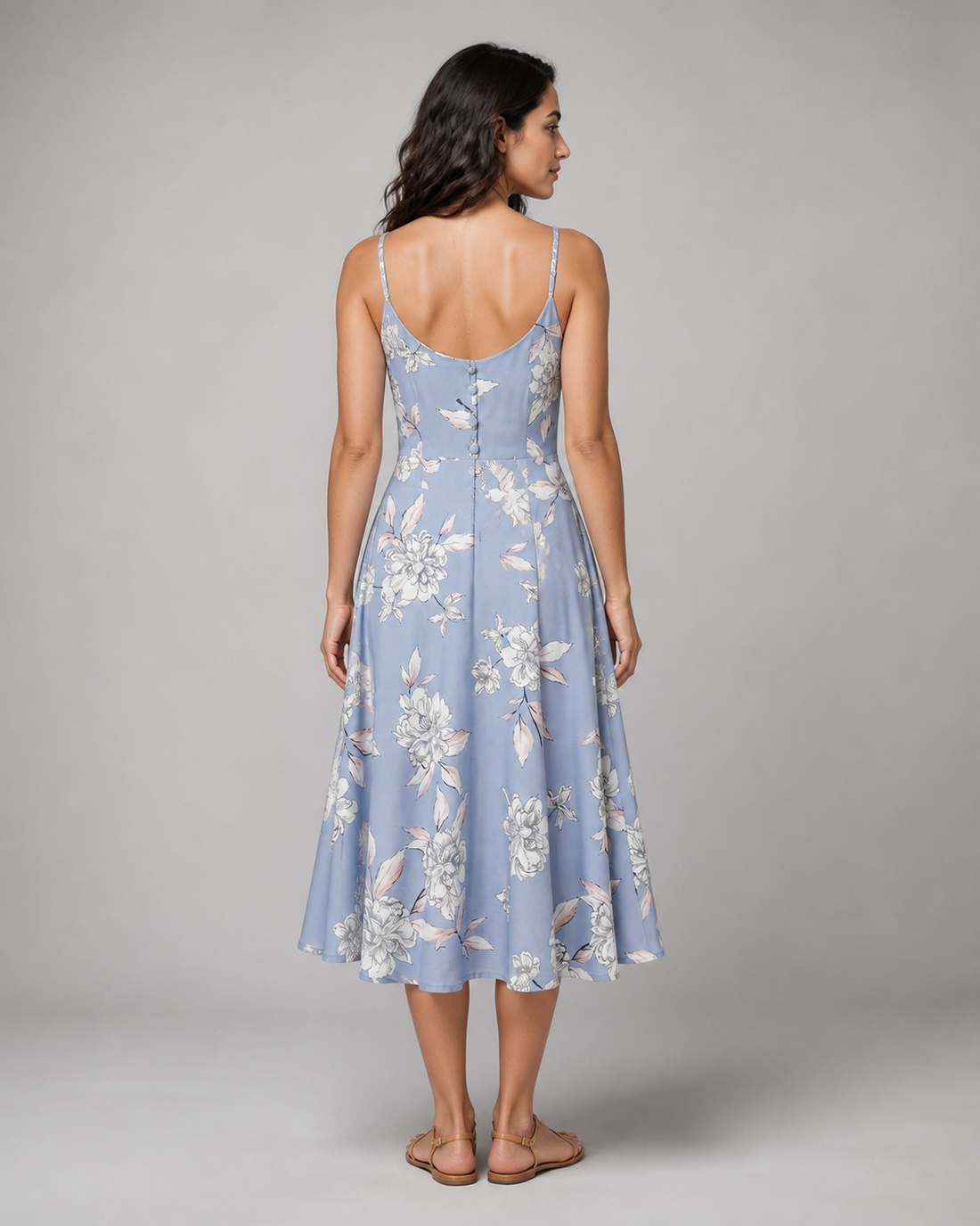 Genevieve | Floral Button-Front Midi Sundress
