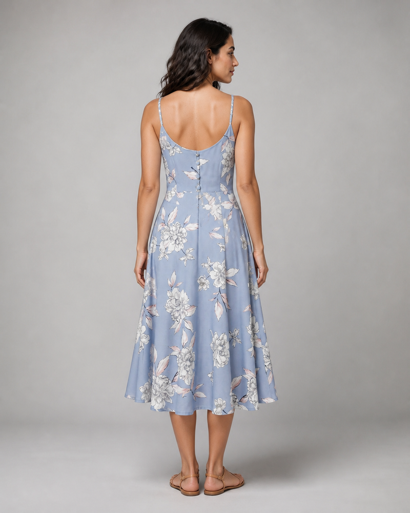 Genevieve | Floral Button-Front Midi Sundress