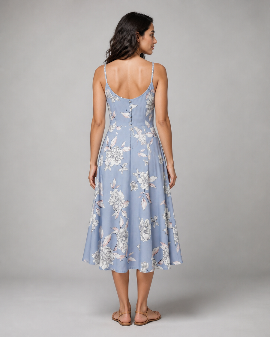 Genevieve | Floral Button-Front Midi Sundress