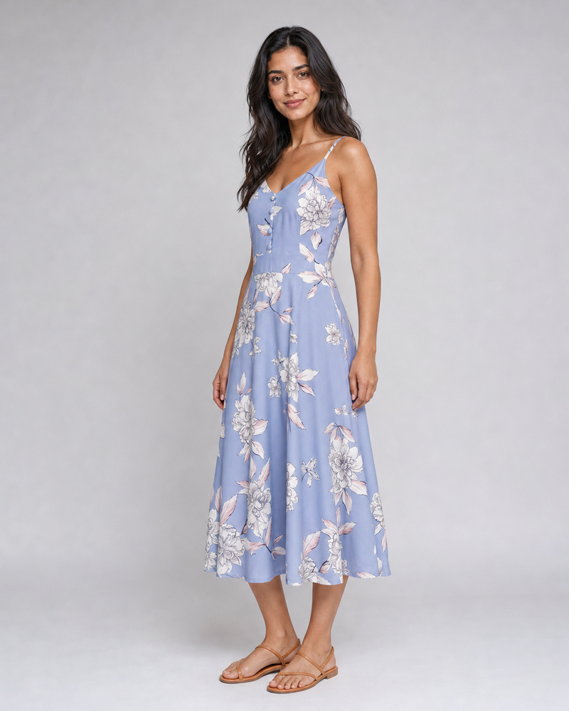 Genevieve | Floral Button-Front Midi Sundress