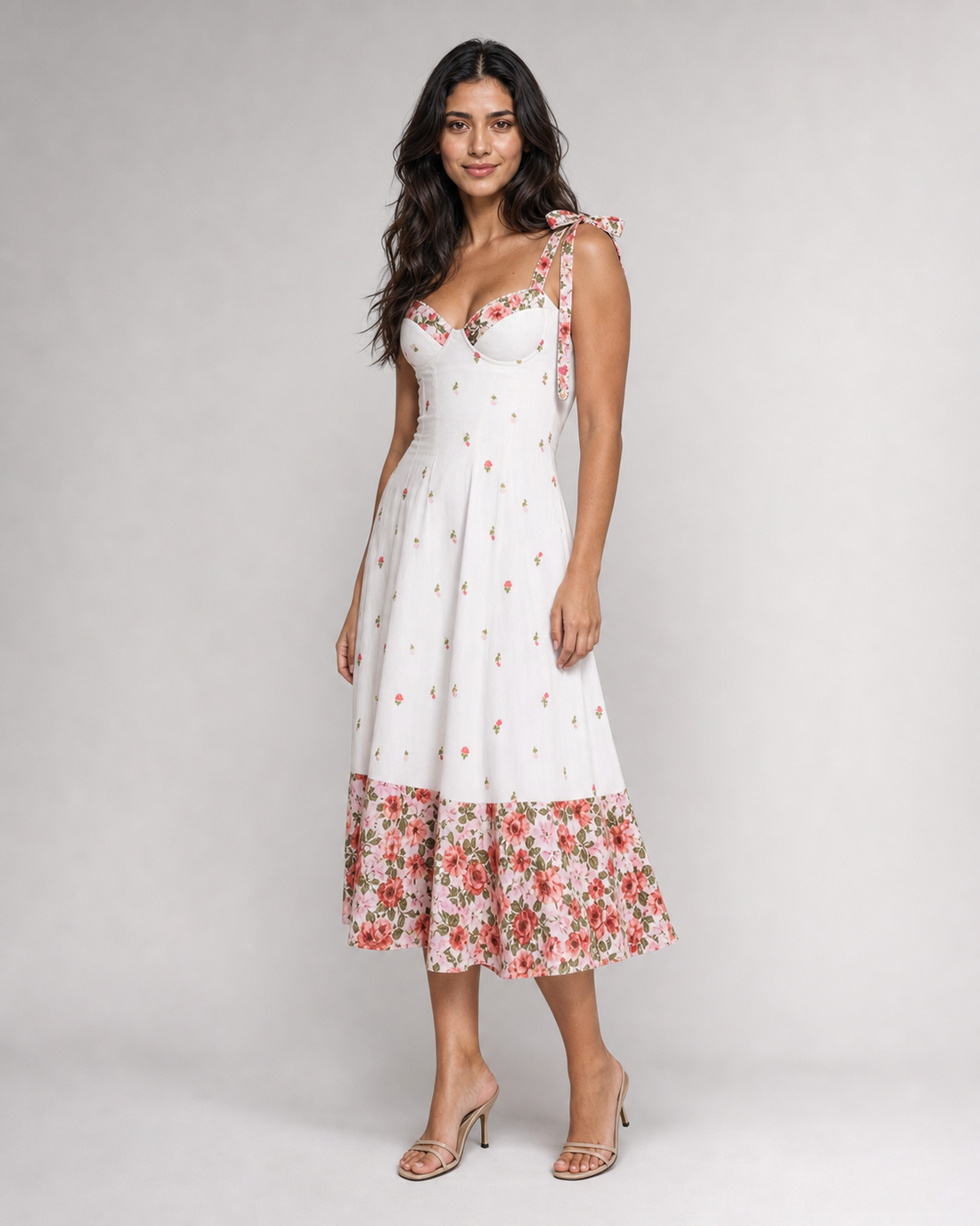 Leonora | Floral Tie-Strap Midi Sundress