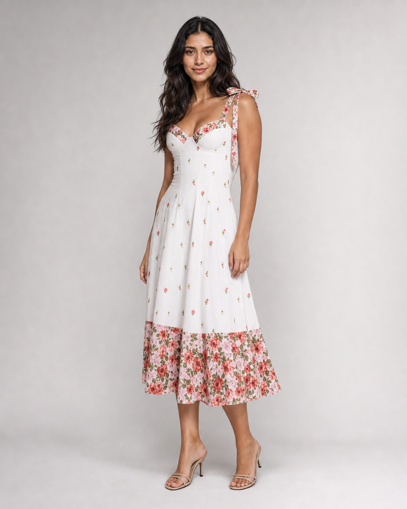 Leonora | Floral Tie-Strap Midi Sundress