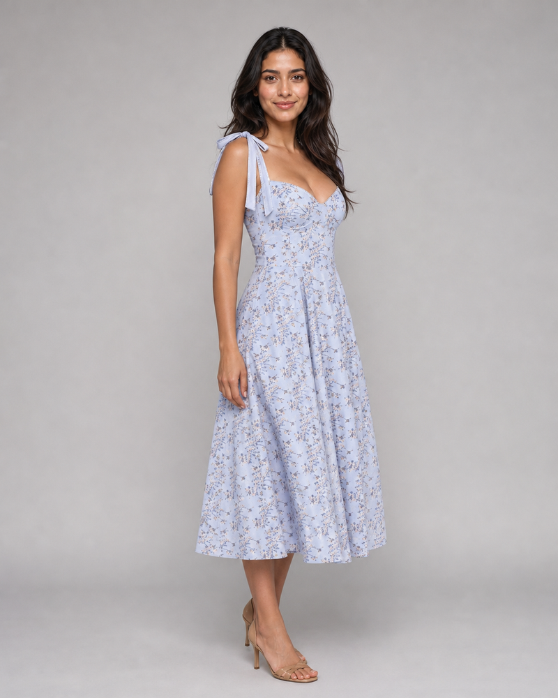 Leonora | Floral Tie-Strap Midi Sundress