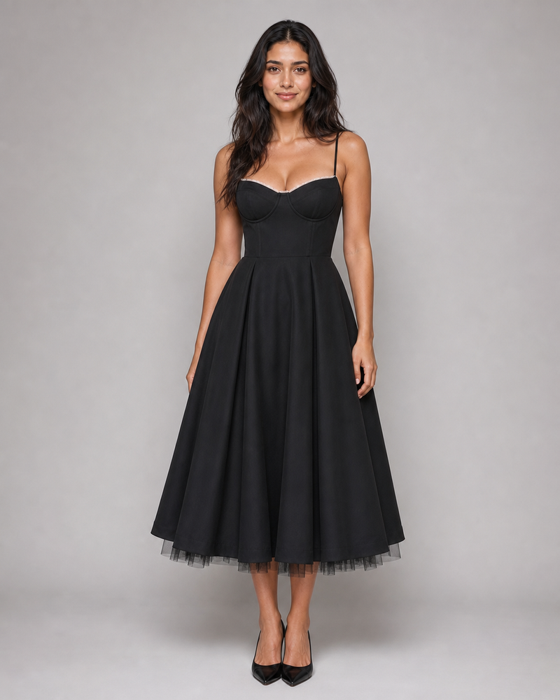 Cordelia | Sweetheart Corset Full-Skirt Midi Dress