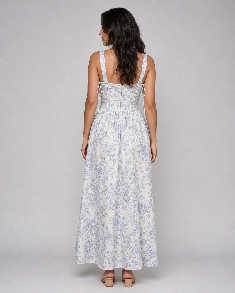 Ophelia | Floral Sweetheart Corset Midi Dress
