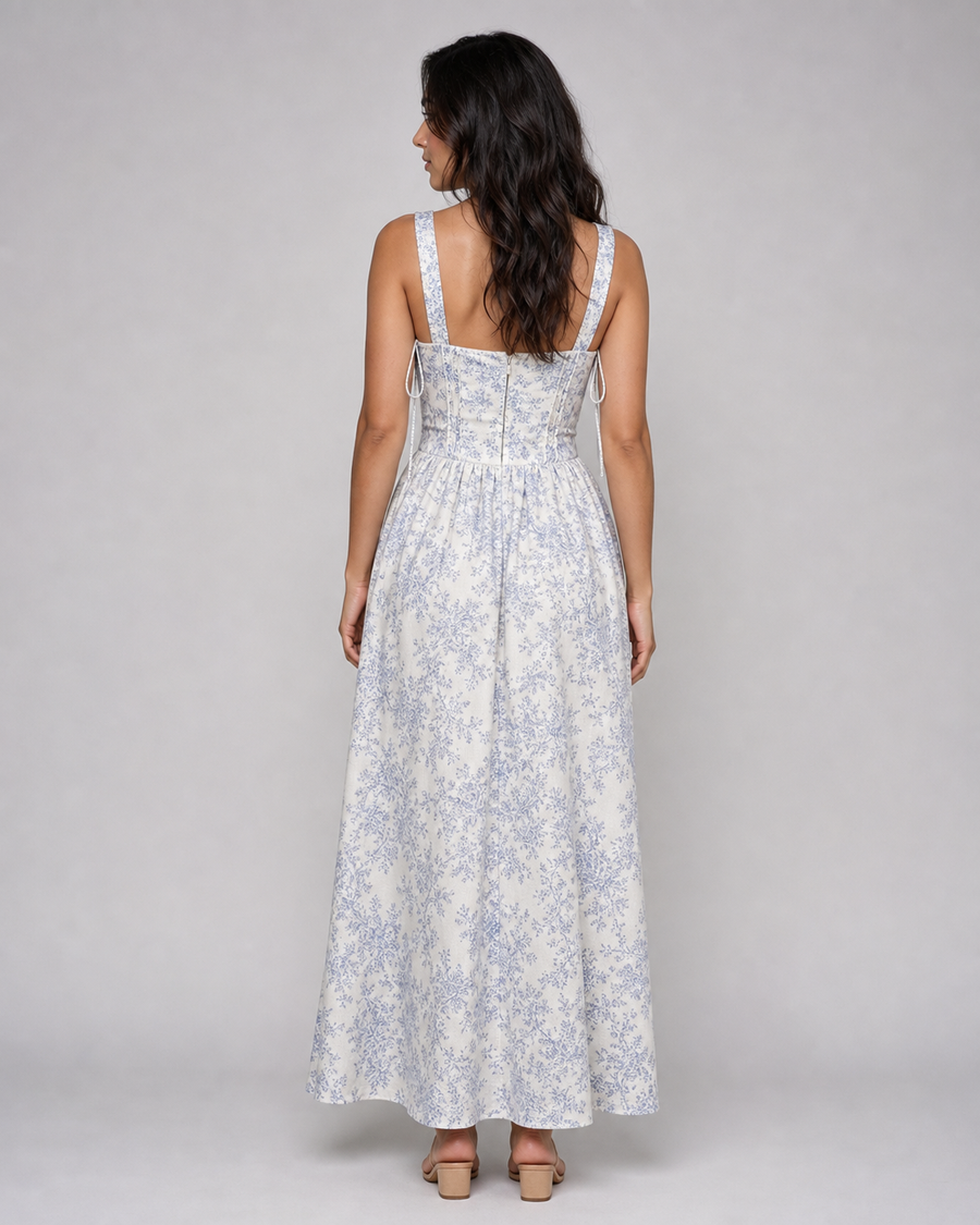 Ophelia | Floral Sweetheart Corset Midi Dress