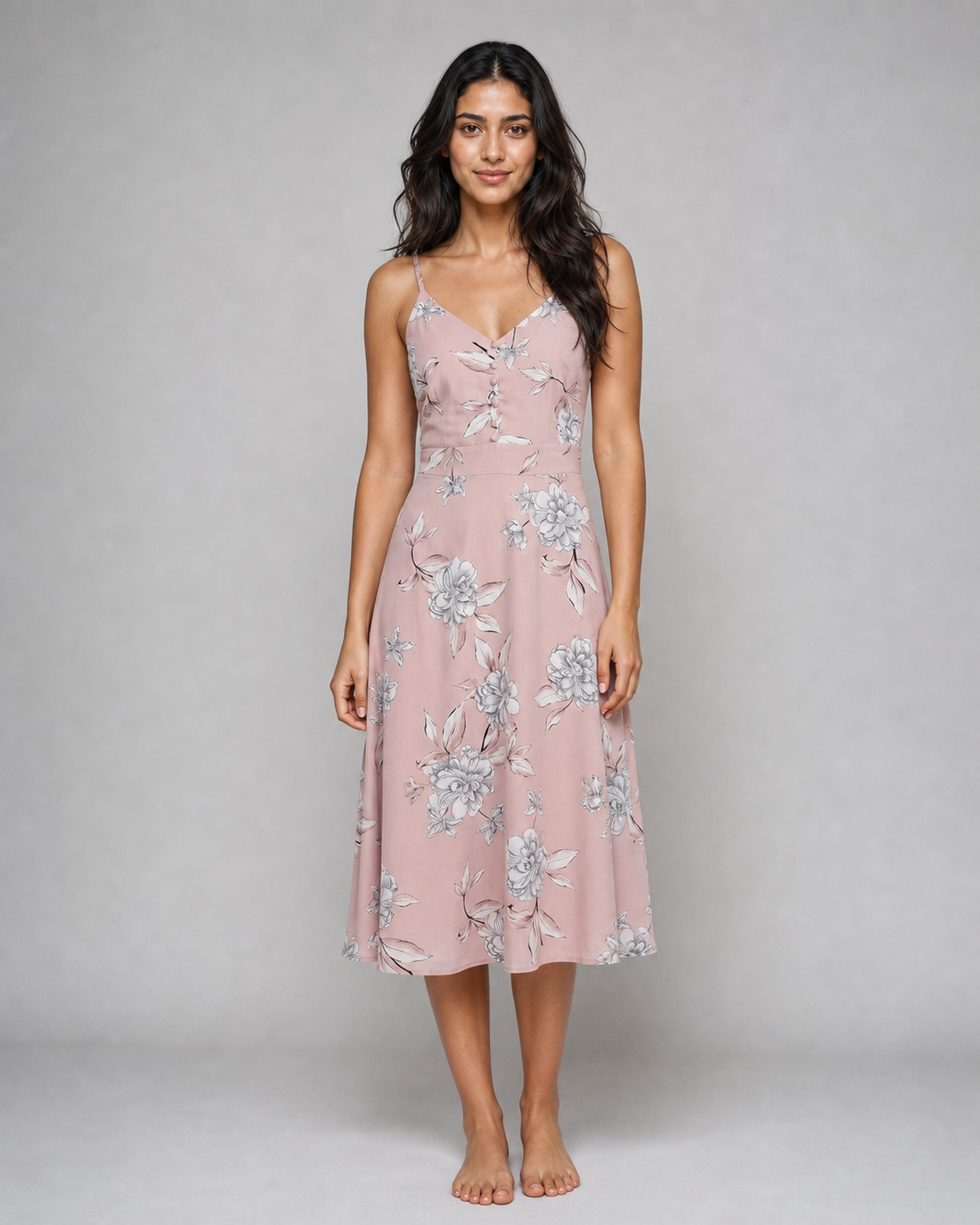 Genevieve | Floral Button-Front Midi Sundress