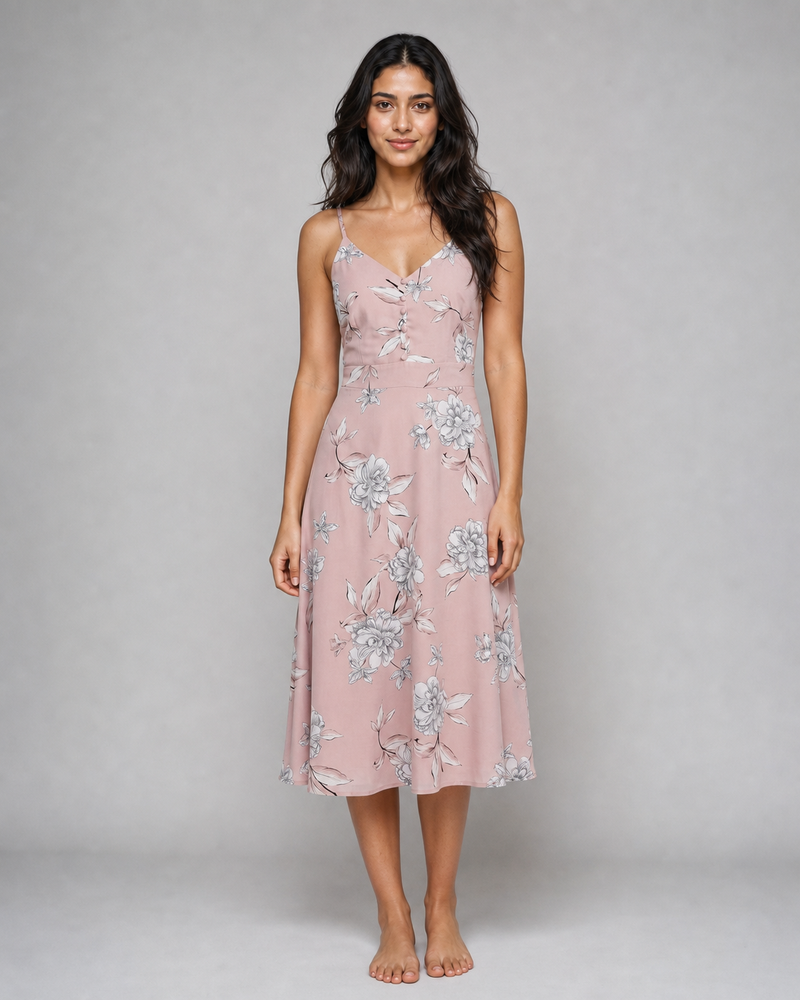 Genevieve | Floral Button-Front Midi Sundress