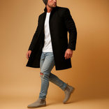 Wool Overcoat – Tailored Long Single-Breasted – Men's Winter Coat Australia in Black