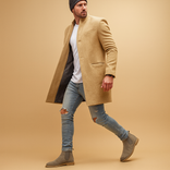 Wool Overcoat – Tailored Long Single-Breasted – Men's Winter Coat Australia in Beige