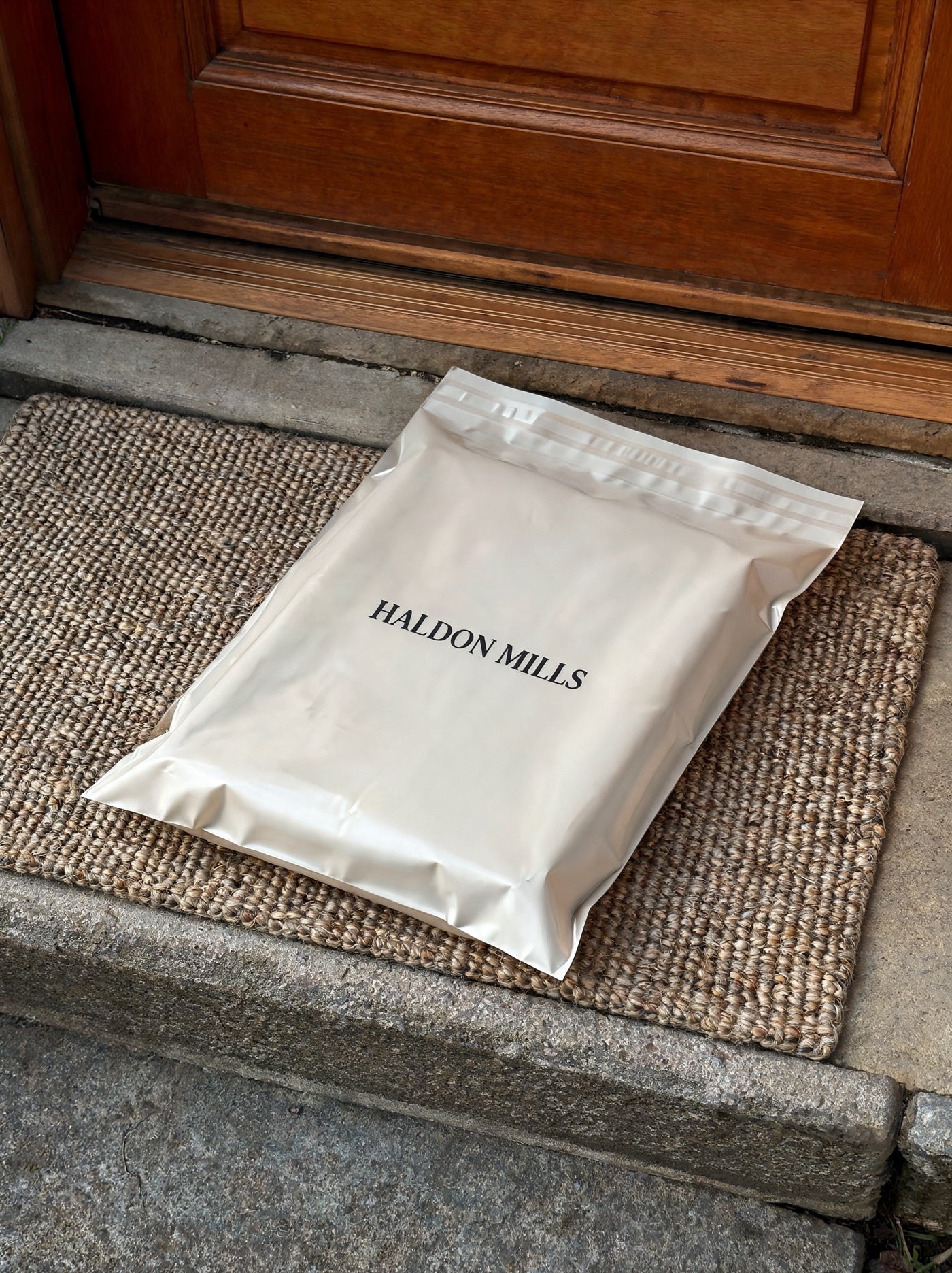 Haldon Mills parcel on a doorstep